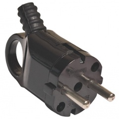 Вилка угловая с ушком с/з чёрная 16А 250В TDM SQ1806-0006