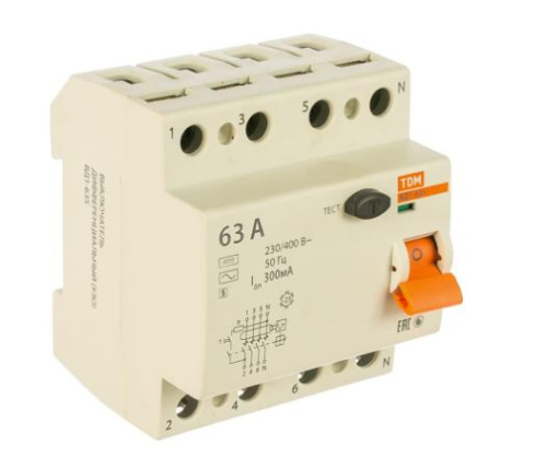 УЗО ВД1-63S 4P 63A 300mA TDM SQ0203-0073 (УЗО защита по пожаробезопасности) селективного типа, 3х фазное