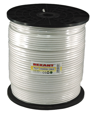 Кабель RG-6U, 75 Ом, 305м., белый  REXANT