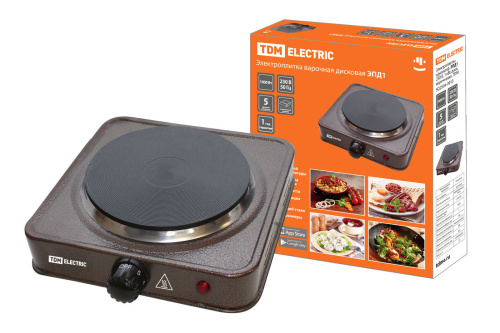 Электроплита одноконф. ЭПД1 230В, 1 кВт, диск, коричневая, TDM SQ2504-0013