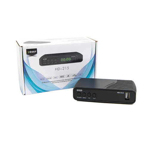 Ресивер эфирный цифровой DVB-T2 HD HD-215, ( приставка ) пластик, дисплей, DOLBY, GX3235S, кабельное ТВ DVB-C, Эфир