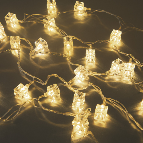 Гирлянда светодиодная "Кубики", SE-CUBE-440WW, 220В, 4м, 40LED, теплый белый, прозр шнур 3м, Funray, 2654