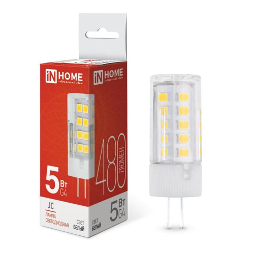 Лампа светодиодная LED-JC-VC 5Вт 12В G4 4000К 450Лм IN HOME