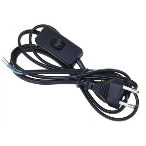 Шнур с выключателем и плоской вилкой ШУ01В ШВВП 2х0,75мм2 2м. черный TDM SQ1305-0002