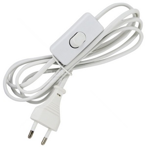 Шнур с выключателем и плоской вилкой ШУ01В ШВВП 2х0,75мм2 2м. белый TDM SQ1305-0001