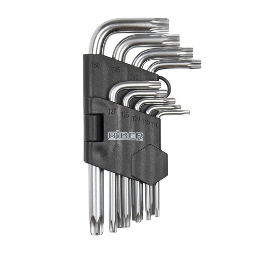 Набор инбусовых ключей TORX Biber 90506 CrV, 1.5-10 мм 9 шт., тов-085699