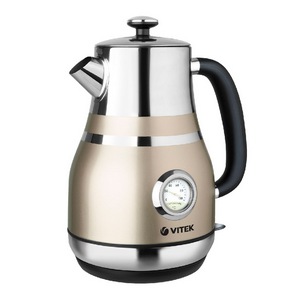 Электрочайник Vitek VT-7068 [нержавеющая сталь, 1.6 л, 2200 Вт, фильтр, скрытый нагревательный элемент, бежевый]