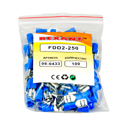 КЛЕММА ПЛОСКАЯ изолированная (гнездо) 1.5-2.5мм² ( VF 2-250 )  REXANT