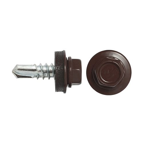 Саморез кровельный RAL-8017 ZP 5,5х19 (200 шт), тов-213145 (тёмно-коричневый)