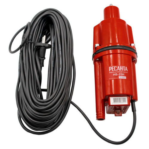 Вибрационный насос "РЕСАНТА" НВ-25Н (нижний забор) 300Вт, 22л/мин, высота подъёма 75 м, шнур 25 м, 77/8/6