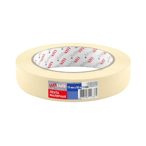 Лента малярная Luxtape 71950, жёлтая, 19 мм х 50 м, тов-227097