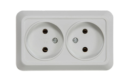 Розетка двойная BOLLETO белая накладная 7102 IN HOME