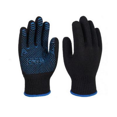 Перчатки х/б СПЕЦ черные №16/9 (синяя окантовка) /10-300/