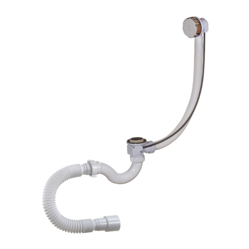 Сифон д/ванны 1 1/2"х40, тип "S", п/автомат, с переливом и гиб. трубой ОРИО, тов-148242