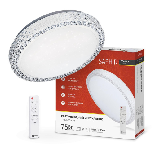 Светильник светодиодный COMFORT SAPHIR 75Вт 230В 3000-6500K 6000Лм 500x100мм с пультом ДУ IN HOME