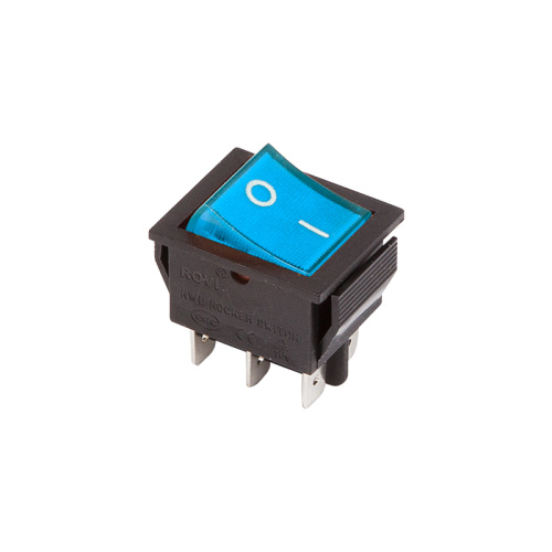 Выключатель клавишный 250V 15А (6с) ON-ON синий  с подсветкой (RWB-506, SC-767)  REXANT
