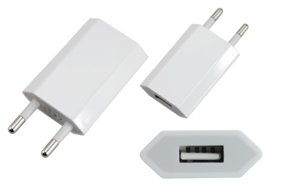 Сетевое зарядное устройство iPhone/iPod USB белое (СЗУ) (5V, 1 000 mA) REXANT