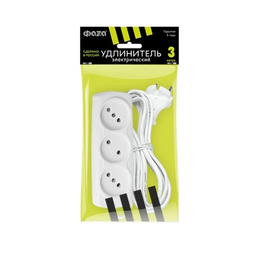 Удлинитель  ФAZA  УДП-3- 300 (3 роз.3 м) 6А Макс.нагрузка 1300Вт