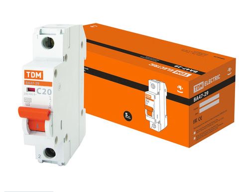 Автоматический выключатель  ВА47-29 1Р 20А 4,5кА х-ка С TDM SQ0206-0075