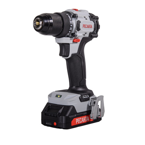 Дрель-шуруповерт аккумуляторная Ресанта ДА-20-2ЛК-БП Li-ion ЕА+, 70Нм кейс (бесщеточный двигатель), 75/14/15