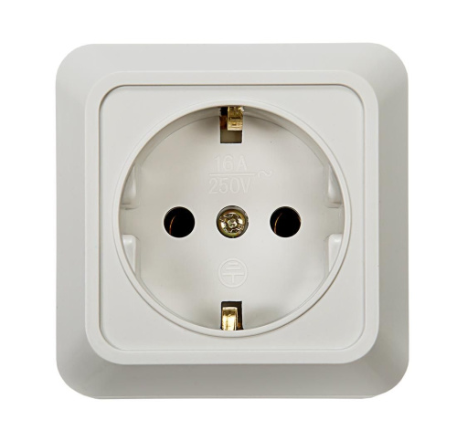 Розетка одинарная с заземлением BOLLETO белая накладная 7028 IN HOME