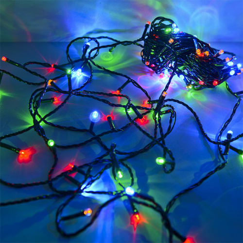 Гирлянда светодиодная "Рисовая" RL-110M, 10M, 100 LED, мультицвет, черный шнур (2634)