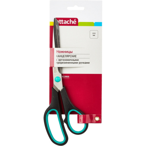 Ножницы Attache 215 мм с пласт. прорезин. руч.Attache цвет зелен/черн, 262866