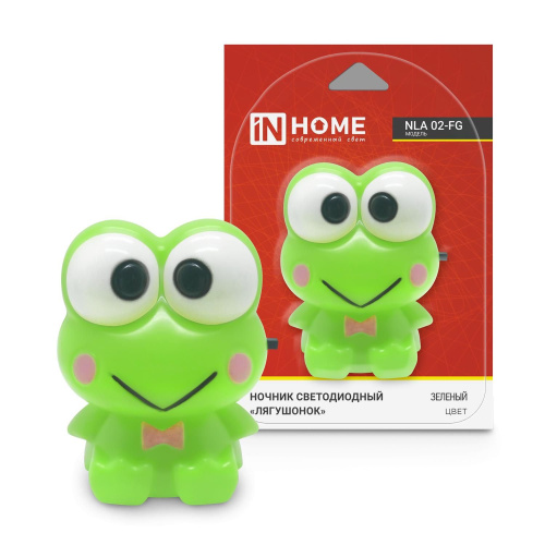 Ночник светодиодный NLA 02-FG ЛЯГУШОНОК зелёный с выключателем 230В IN HOME