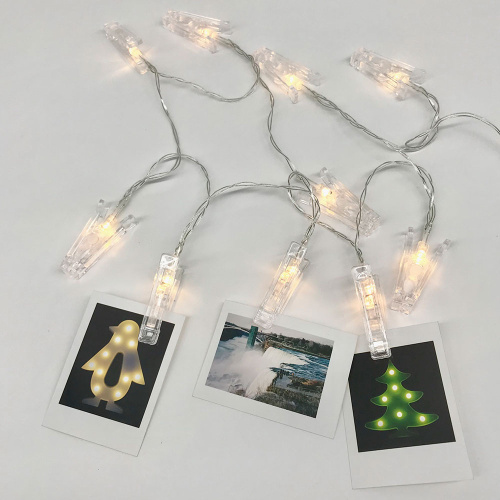 Гирлянда светодиодная "Прищепки", SE-CLIPS-315WW, 3*АА, 3м, 15LED,теплый белый, прозр шнур 0,5м, Funray, 2655