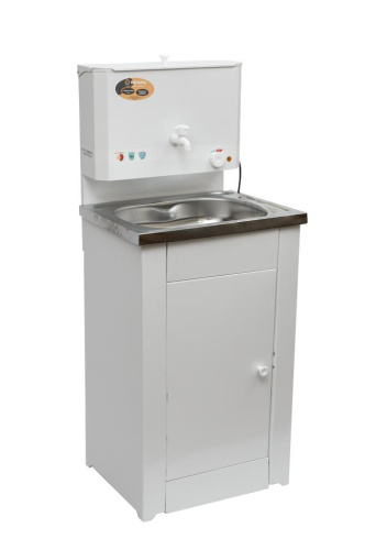 Умывальник дачный КОМФОРТ, с подогревом, нержавеющая мойка, цвет белый, шт, 74/4/6