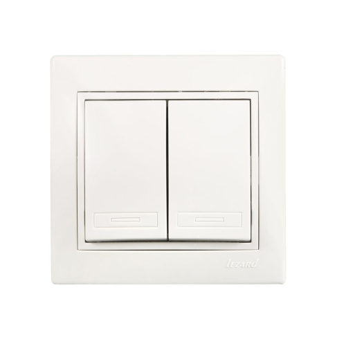 701-0202-101 MIRA Выключатель двойной белый с белой вставкой