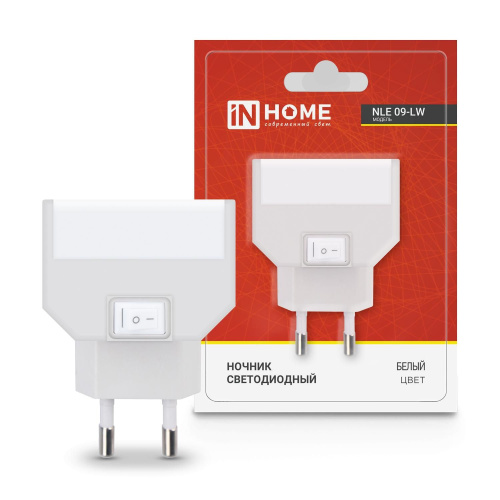 Ночник светодиодный NLE 09-LW белый с выключателем 230В IN HOME