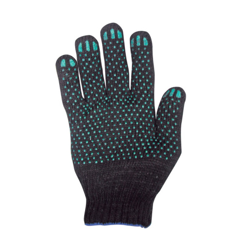 Перчатки вязаные х/б 5 ниток с ПВХ черные, тов-114934