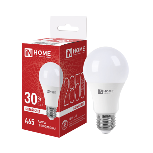 Лампа светодиодная LED-A65-VC 30Вт 230В Е27 4000К 2850Лм IN HOME