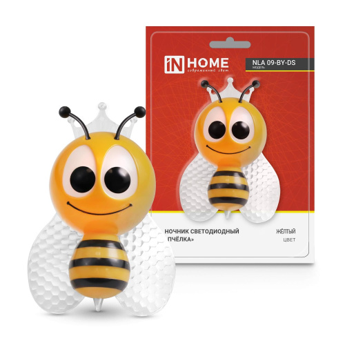 Ночник светодиодный NLA 09-BY-DS ПЧЁЛКА жёлтая с датчиком освещения 230В IN HOME
