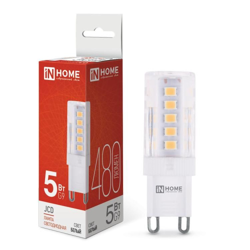 Лампа светодиодная LED-JCD-VC 5Вт 230В G9 4000К 450Лм IN HOME