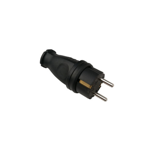 Вилка прямая с заземлением каучук 16А IP44 черная 9210 IN HOME, 4690612010236