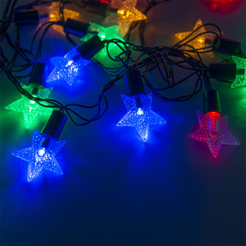 Гирлянда светодиодная "Звездочки", SE-STARS-540M, 5M, 40 LED, мультицвет, черный шнур (1323)