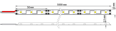 LED лента открытая, IP23, SMD 3528, 60 диодов/метр, 12V, 4.8w/m (жёлтая)