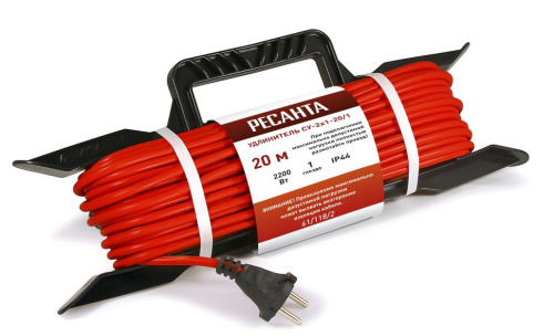 Удлинитель силовой на рамке, СУ-2х1-20/1 (IP44) Ресанта, 2200Вт, 61/118/2