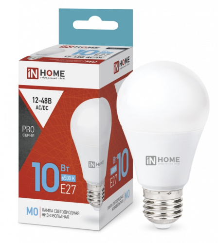 Лампа светодиодная низковольтная LED-MO-PRO 10Вт 12-48В Е27 6500К 900Лм IN HOME, 4690612038056