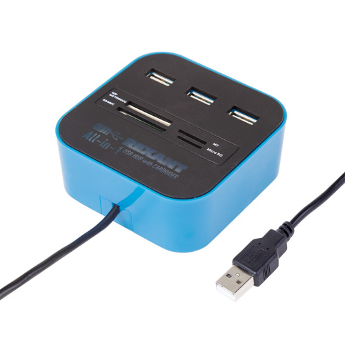Разветвитель USB на 3 порта + картридер (Все в одном) черный REXANT