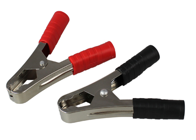 Зажим "крокодил" 100А длина 105 мм, красный/чёрный,  REXANT (уп. 50шт)