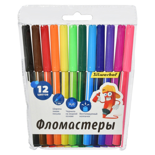 Набор фломастеров 12цв, пакет с европодвес 867219-12, 1222253