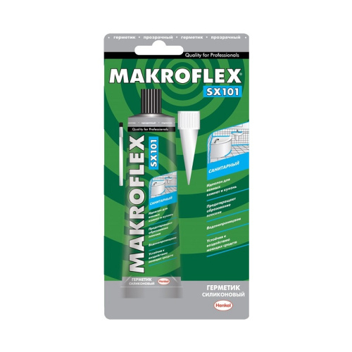 Герметик силиконовый Makroflex SX101 санитарный, ПРОЗРАЧНЫЙ, (85 мл), тов-166553