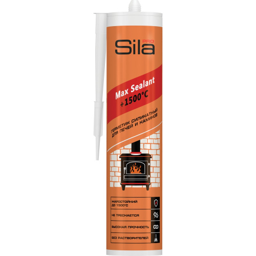 Герметик для печей силикатный Sila PRO Max Sealant +1500°С, 280мл  (1 уп - 12 шт), SSP15280