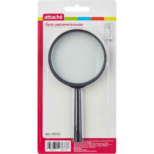 Лупа Attache, увеличение х5, диаметр 90 мм, цв.черный, карт/кор., 55372