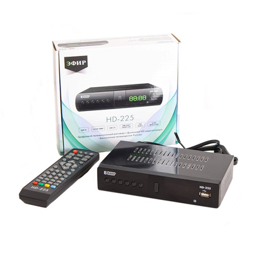 Ресивер эфирный цифровой DVB-T2 HD HD-225, ( приставка ) металл, дисплей, DOLBY, GX3235S, кабельное ТВ DVB-C, Эфир