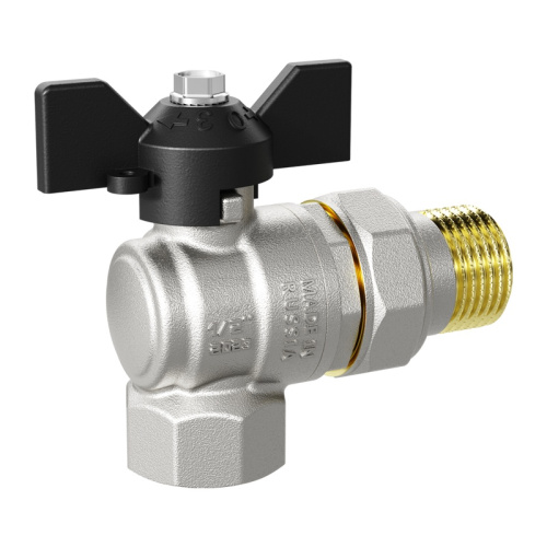 Кран шаровый PN40, 1/2" В-Н, угловой, со сгоном, бабочка, тов-056606