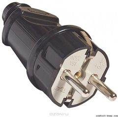 Вилка прямая с/з черная 16А 250В TDM SQ1806-0004